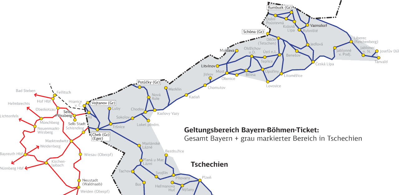 Platnost jízdenky Bayern-Böhmen